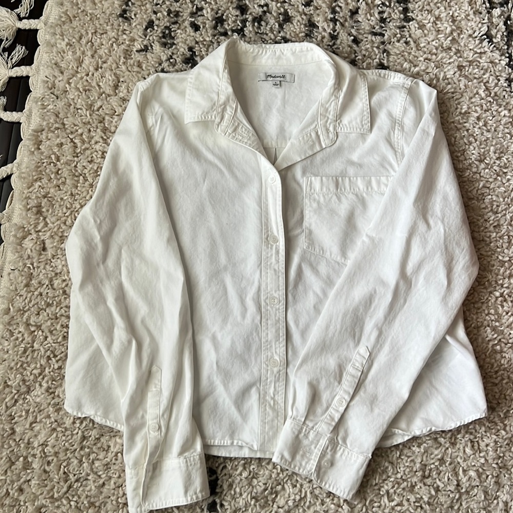 Madewell cropped button down shirt, size large